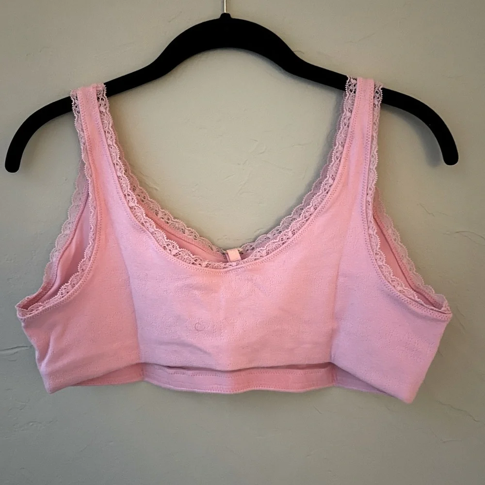 🌸RARE SKIMS LACE POINTELLE SCOOP NECK BRALETTE IN BUBBLEGUM 2X - Picture 2 of 6